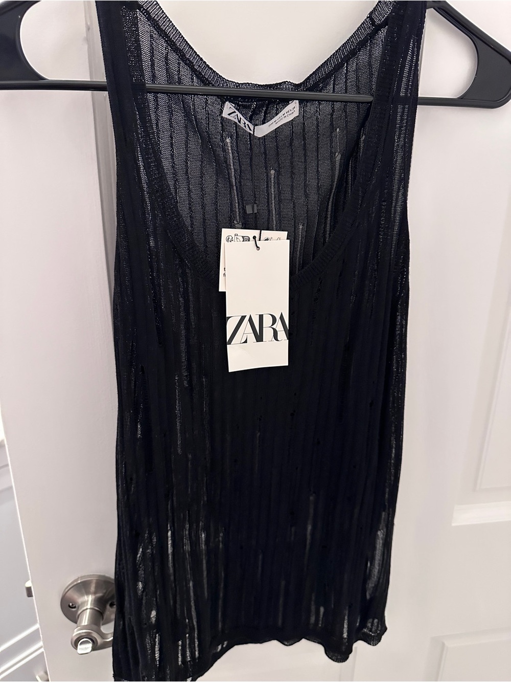 Zara distressed tank top